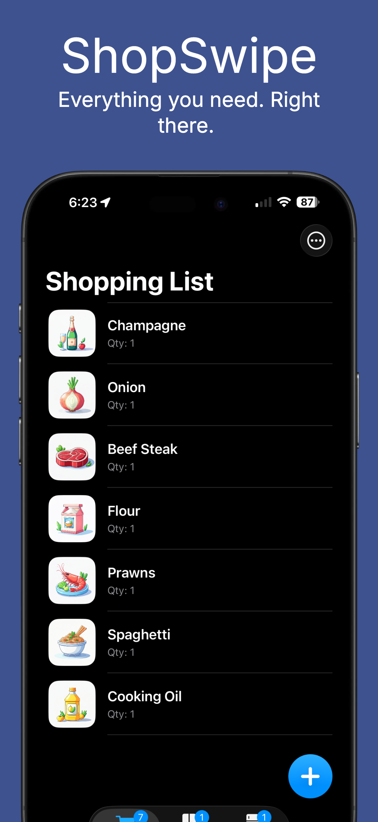 ShopSwipe shopping list on iPhone